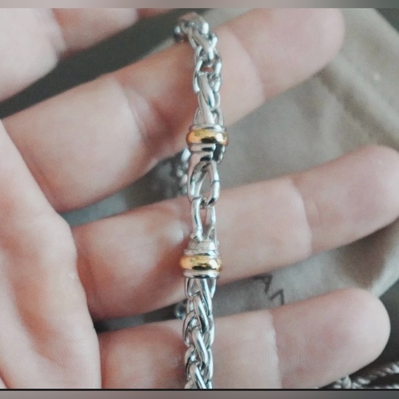 David Yurman Sterling Silver Foxtail Link Woven 7” Bracelet - Picture 3 of 8